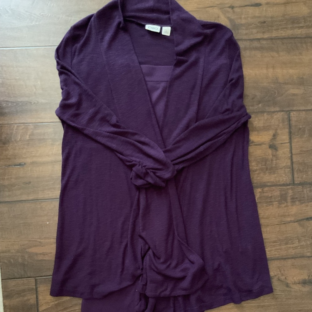 Cato Purple and Leggings Set Cardigan Soft Knit Sweater